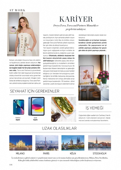 Derya Toros, Toros and Partners ve Projeleri Hakkında Konuşmak Üzere Harper's Bazaar'da Yer Aldı
