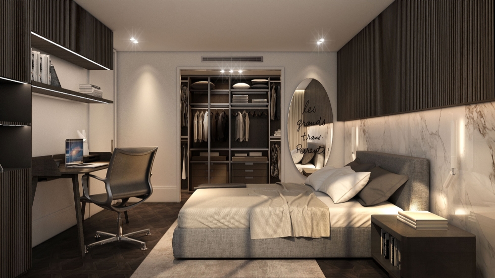 genç odası tasarımı giyinme odası çalışma alanı 