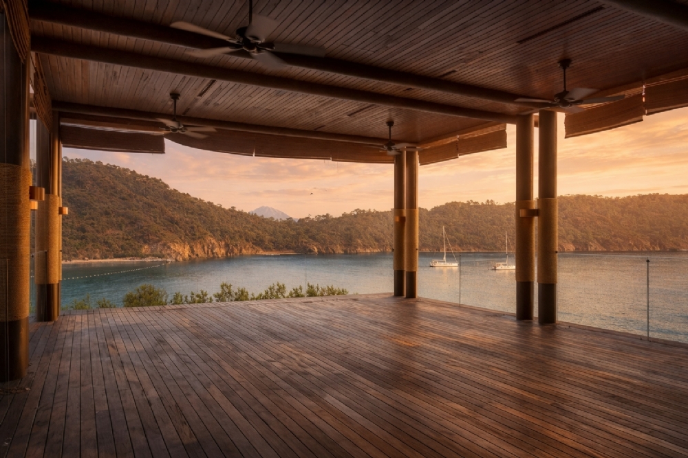 ahama hotel göcek fethiye interior design architecture toros and partners yoga shala yoga area design hotel design hospitality design sea view decoration longevity design wellness