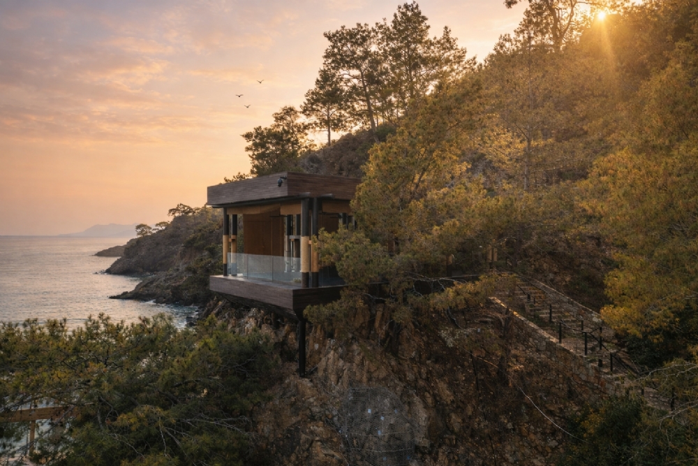 ahama hotel göcek fethiye interior design architecture toros and partners yoga shala yoga area design hotel design hospitality design sea view decoration longevity design wellness