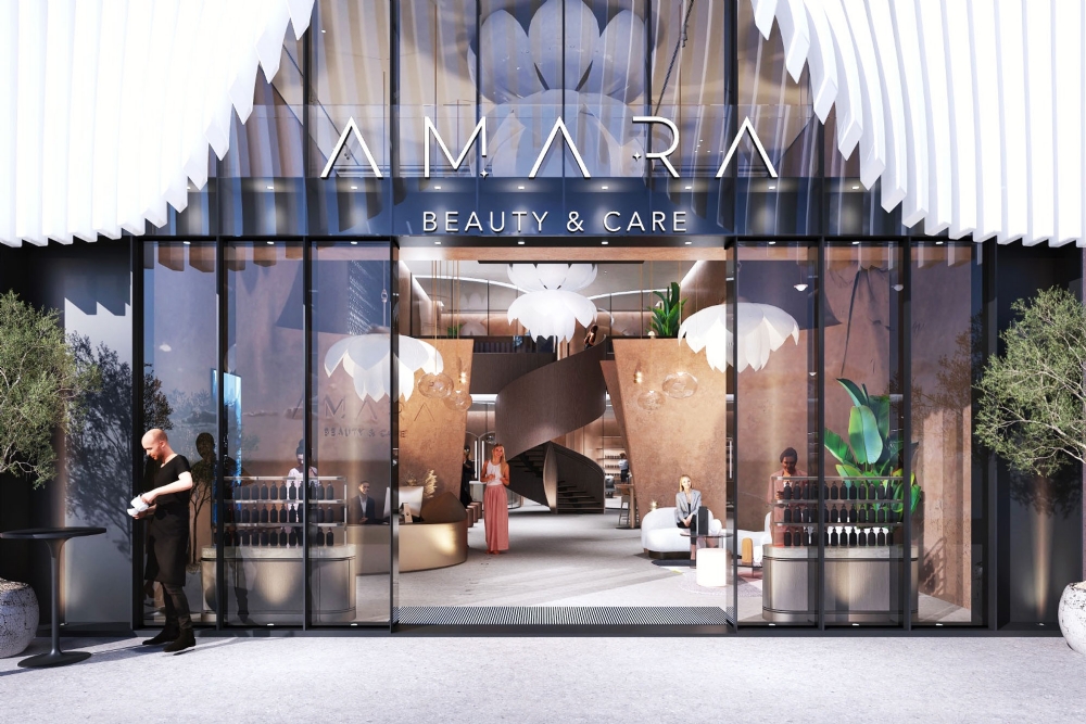 amara-guzellik-salonu-istanbul-ic-mekan-tasarimi-salon-projesi-toros-and-partners-cephe-tasarımı-akiskan-form-heykelsi-merdiven-giris-enstalasyon-cagdas-mimari