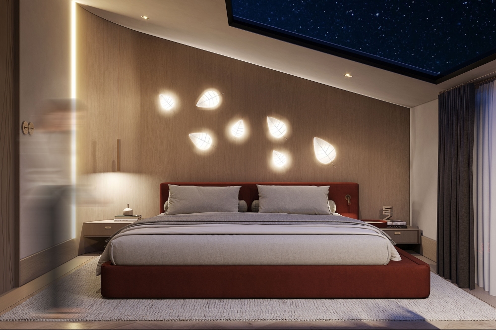 yatak odası tasarımı toros and partners yatak başı ahşap duvar zekeriyaköy villa tasarımı iç mimarlık istanbul