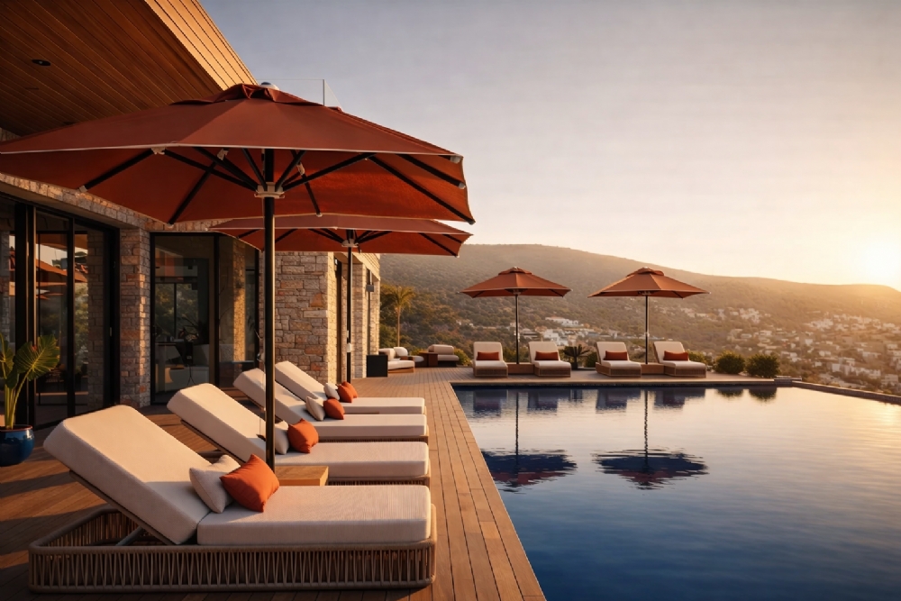 mavilu otel bodrum konaklama turizm iç mimarlık havuz tasarımı toros and partners şezlong 